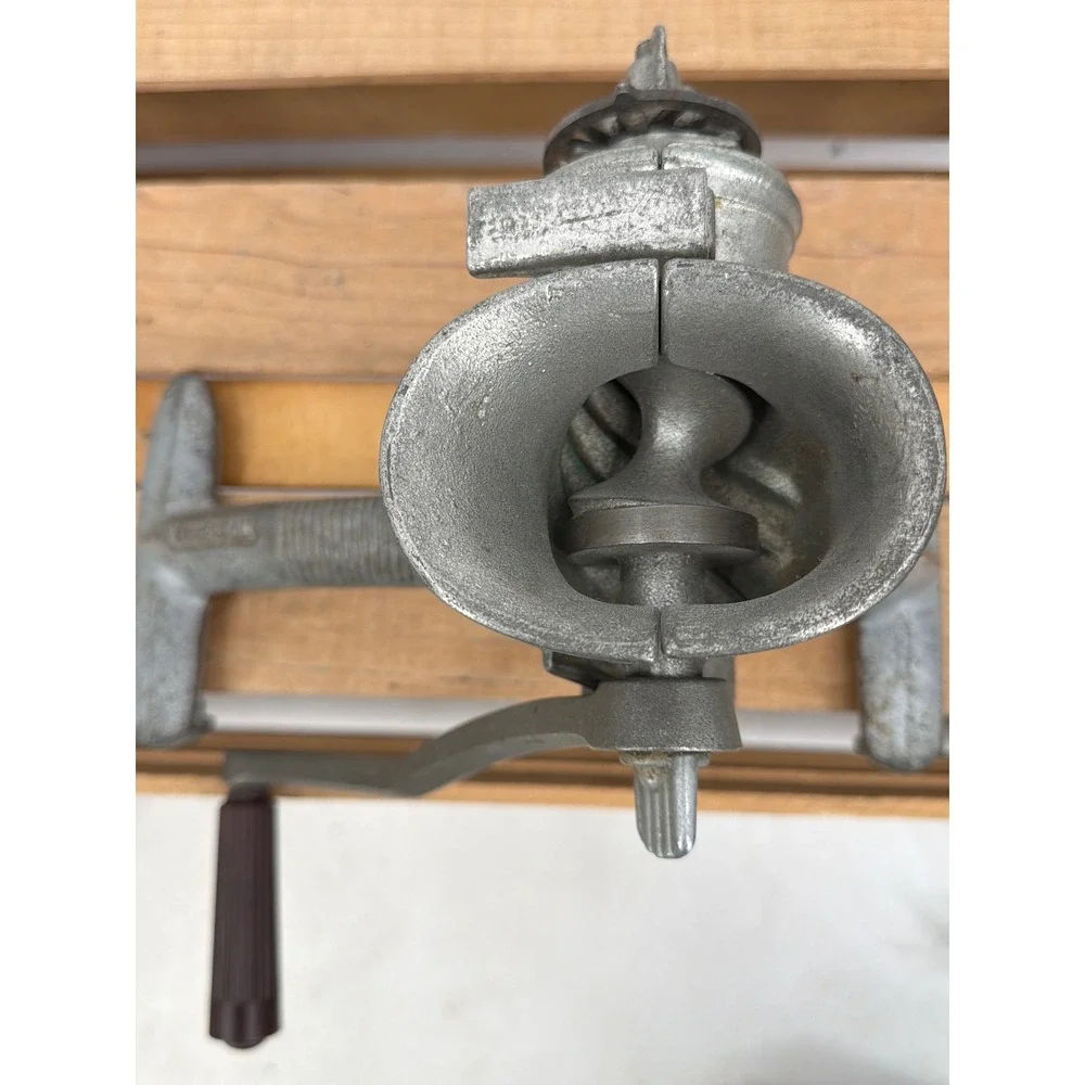 Vintage Universal Cast Iron Hand Crank Meat Grinder Food Chopper Edge of Counter